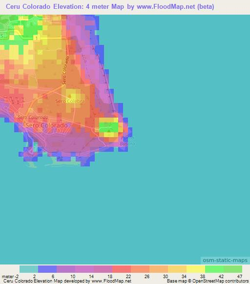 Ceru Colorado,Aruba Elevation Map