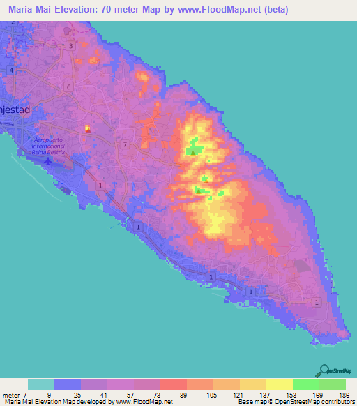 Maria Mai,Aruba Elevation Map