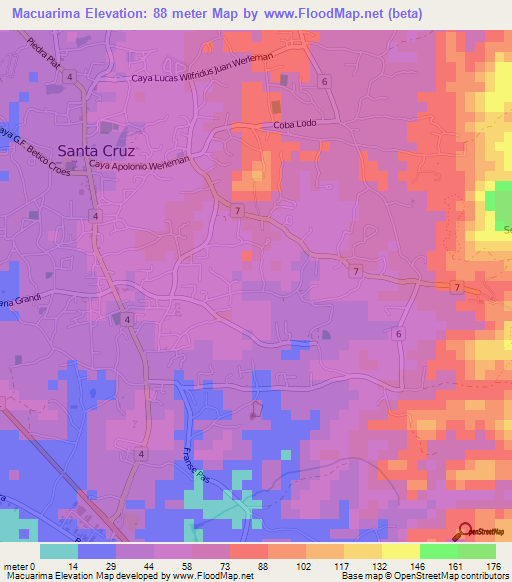 Macuarima,Aruba Elevation Map