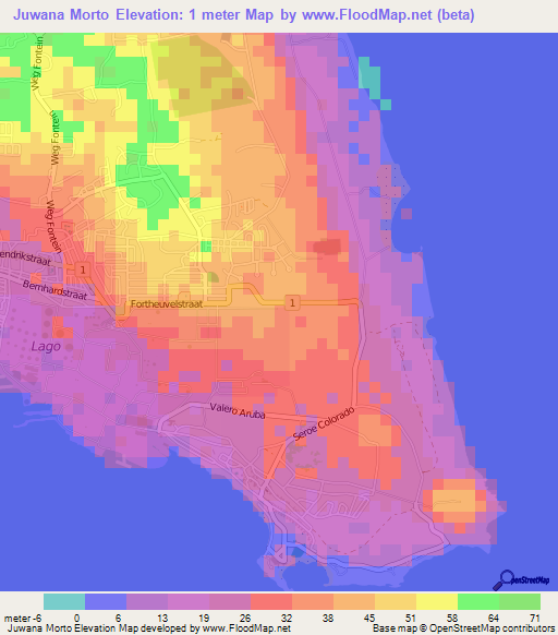 Juwana Morto,Aruba Elevation Map
