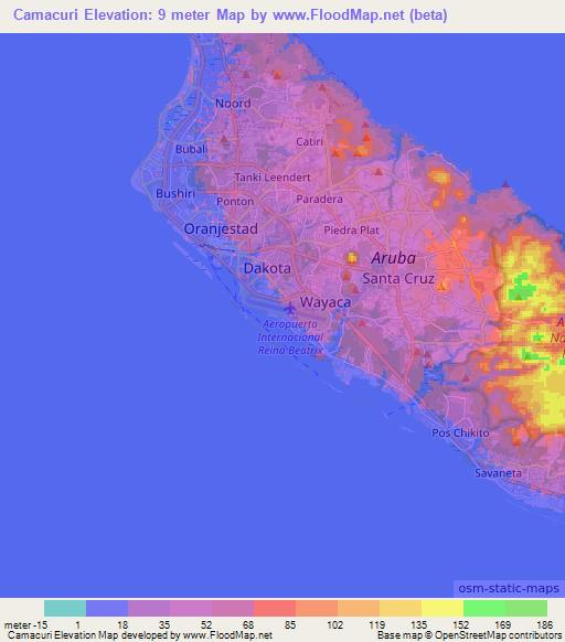 Camacuri,Aruba Elevation Map