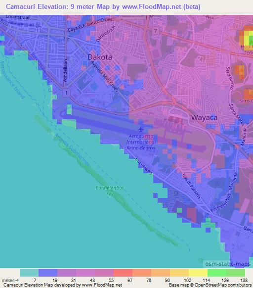 Camacuri,Aruba Elevation Map