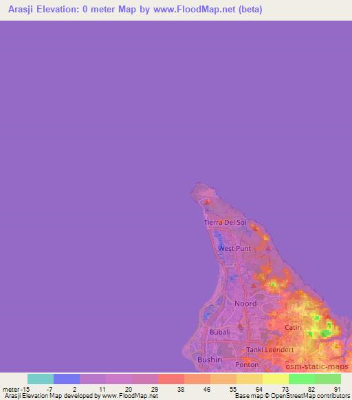 Arasji,Aruba Elevation Map