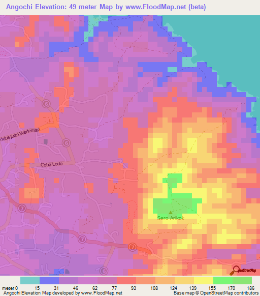 Angochi,Aruba Elevation Map