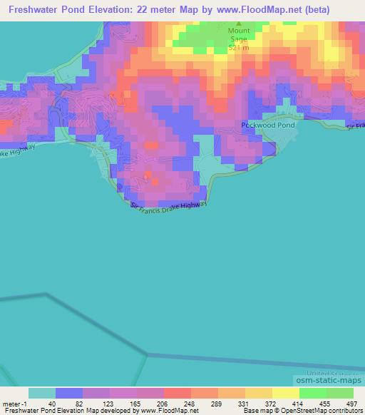 Freshwater Pond,British Virgin Islands Elevation Map