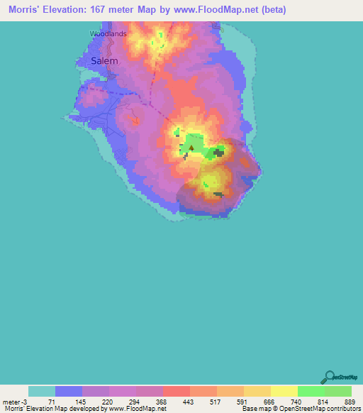 Morris',Montserrat Elevation Map