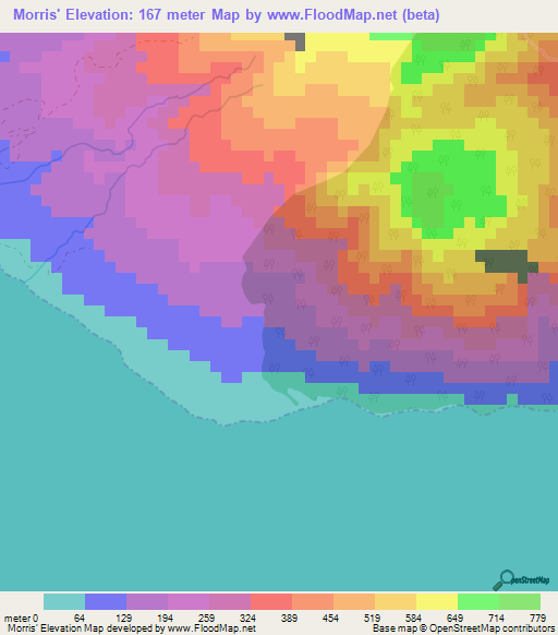 Morris',Montserrat Elevation Map