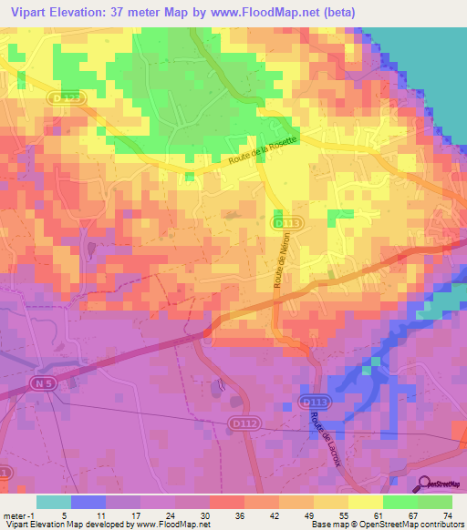 Vipart,Guadeloupe Elevation Map