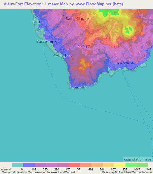 Vieux-Fort,Guadeloupe Elevation Map