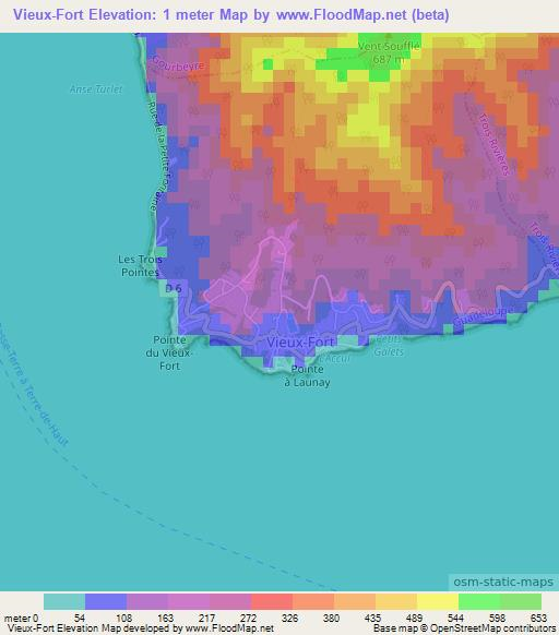 Vieux-Fort,Guadeloupe Elevation Map