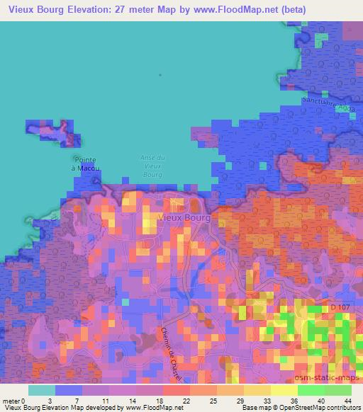 Vieux Bourg,Guadeloupe Elevation Map