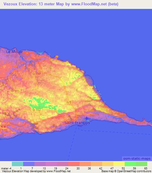 Vezoux,Guadeloupe Elevation Map
