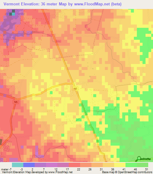 Vermont,Guadeloupe Elevation Map