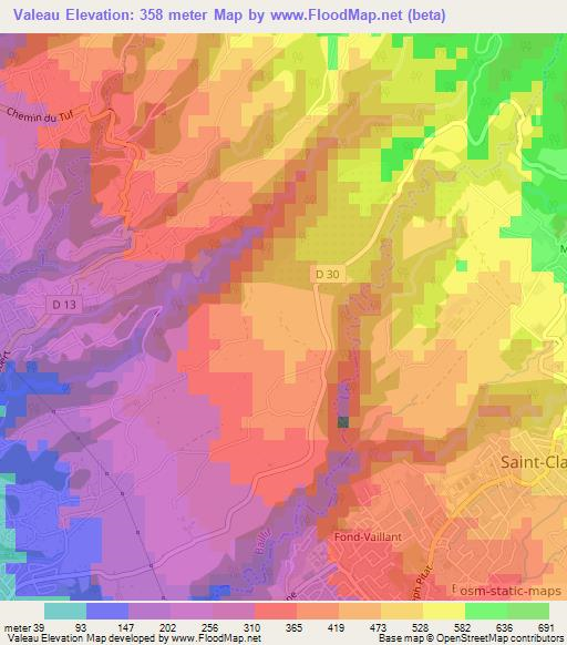 Valeau,Guadeloupe Elevation Map