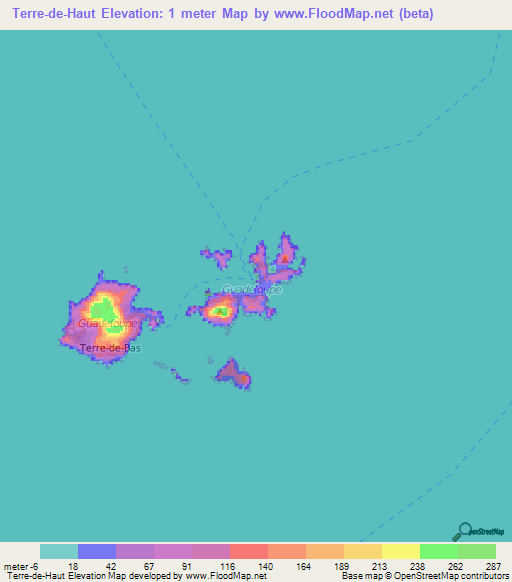 Terre-de-Haut,Guadeloupe Elevation Map