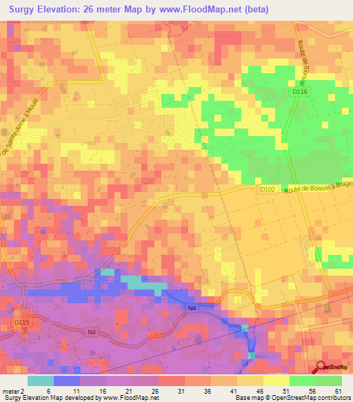 Surgy,Guadeloupe Elevation Map