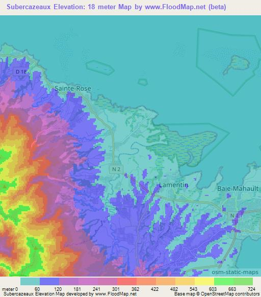 Subercazeaux,Guadeloupe Elevation Map