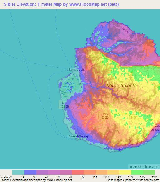 Siblet,Guadeloupe Elevation Map