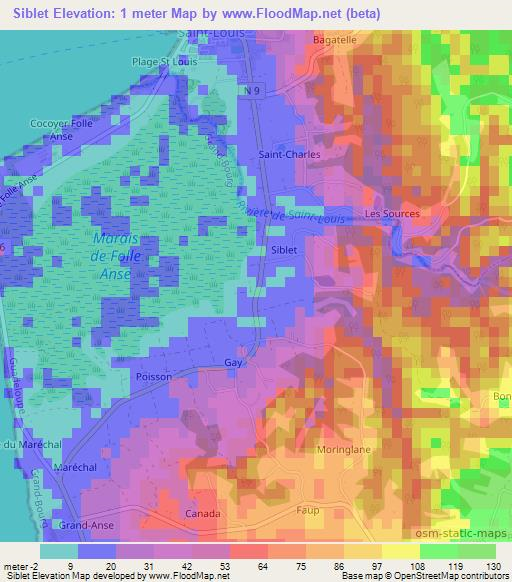 Siblet,Guadeloupe Elevation Map