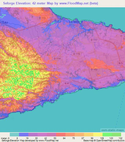 Seforge,Guadeloupe Elevation Map
