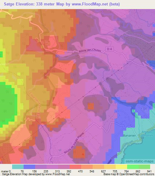 Satge,Guadeloupe Elevation Map