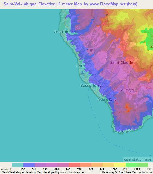 Saint-Val-Labique,Guadeloupe Elevation Map