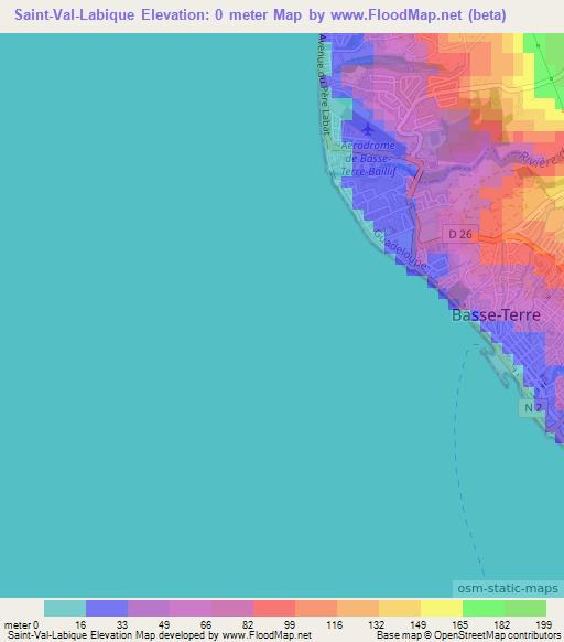 Saint-Val-Labique,Guadeloupe Elevation Map