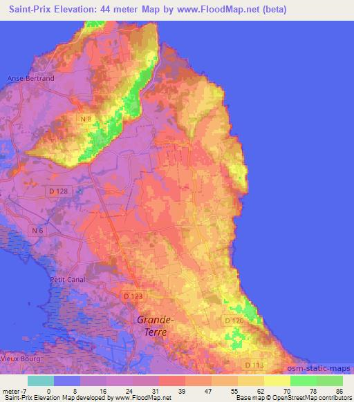 Saint-Prix,Guadeloupe Elevation Map
