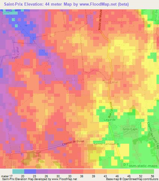 Saint-Prix,Guadeloupe Elevation Map