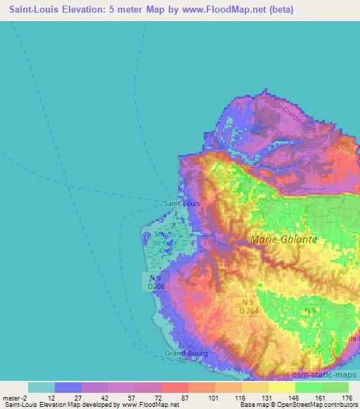 Saint-Louis,Guadeloupe Elevation Map