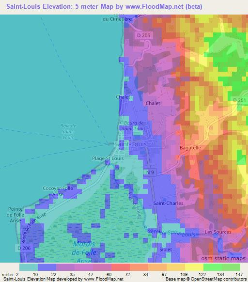 Saint-Louis,Guadeloupe Elevation Map