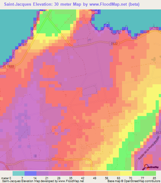 Saint-Jacques,Guadeloupe Elevation Map