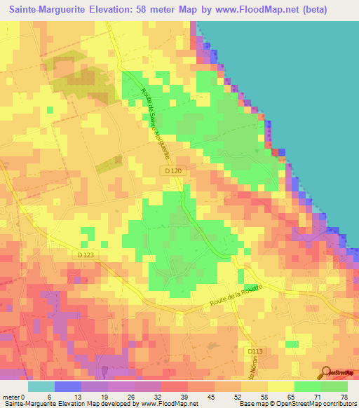 Sainte-Marguerite,Guadeloupe Elevation Map
