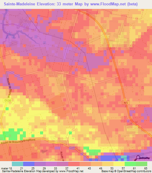 Sainte-Madeleine,Guadeloupe Elevation Map