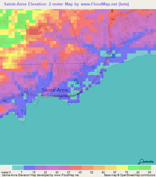 Sainte-Anne,Guadeloupe Elevation Map