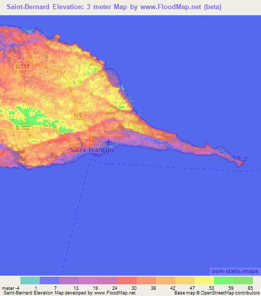 Saint-Bernard,Guadeloupe Elevation Map