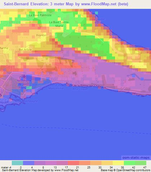 Saint-Bernard,Guadeloupe Elevation Map