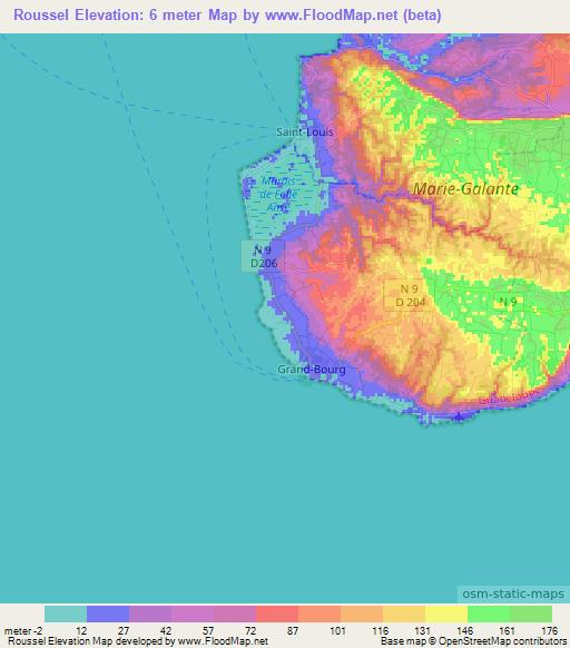 Roussel,Guadeloupe Elevation Map
