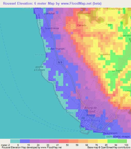 Roussel,Guadeloupe Elevation Map