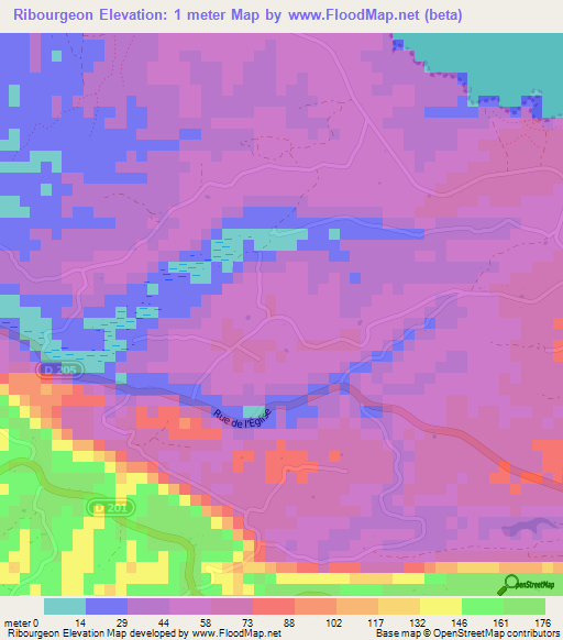 Ribourgeon,Guadeloupe Elevation Map