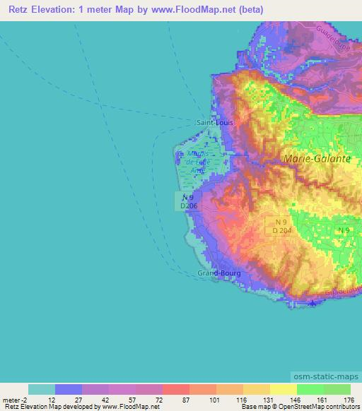 Retz,Guadeloupe Elevation Map