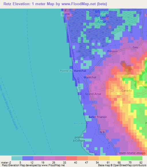 Retz,Guadeloupe Elevation Map