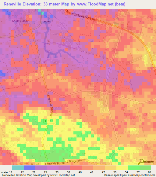 Reneville,Guadeloupe Elevation Map