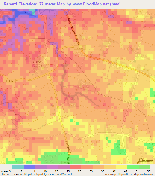 Renard,Guadeloupe Elevation Map