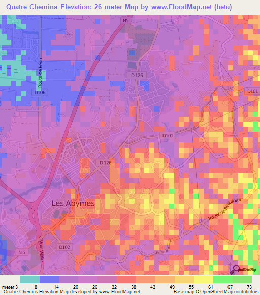 Quatre Chemins,Guadeloupe Elevation Map