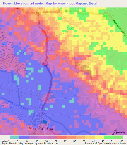 Poyen,Guadeloupe Elevation Map
