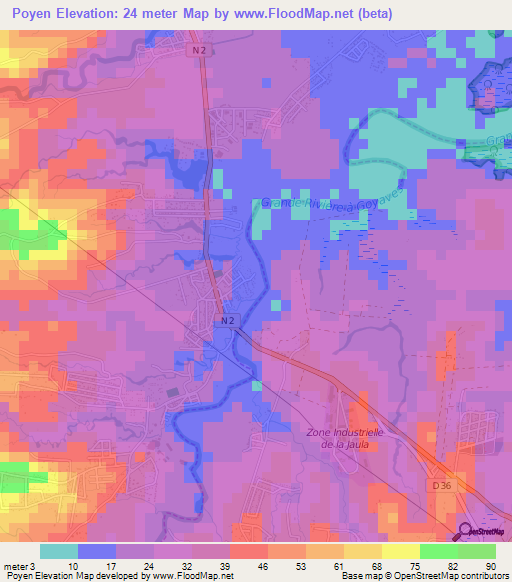 Poyen,Guadeloupe Elevation Map