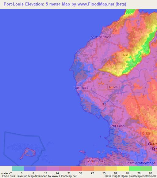 Port-Louis,Guadeloupe Elevation Map