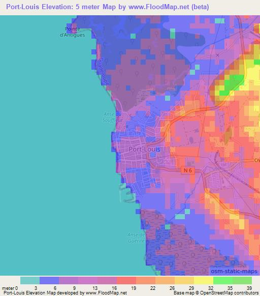 Port-Louis,Guadeloupe Elevation Map