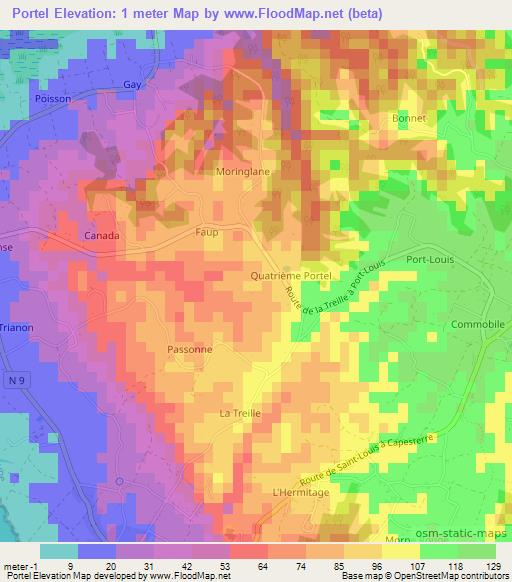 Portel,Guadeloupe Elevation Map